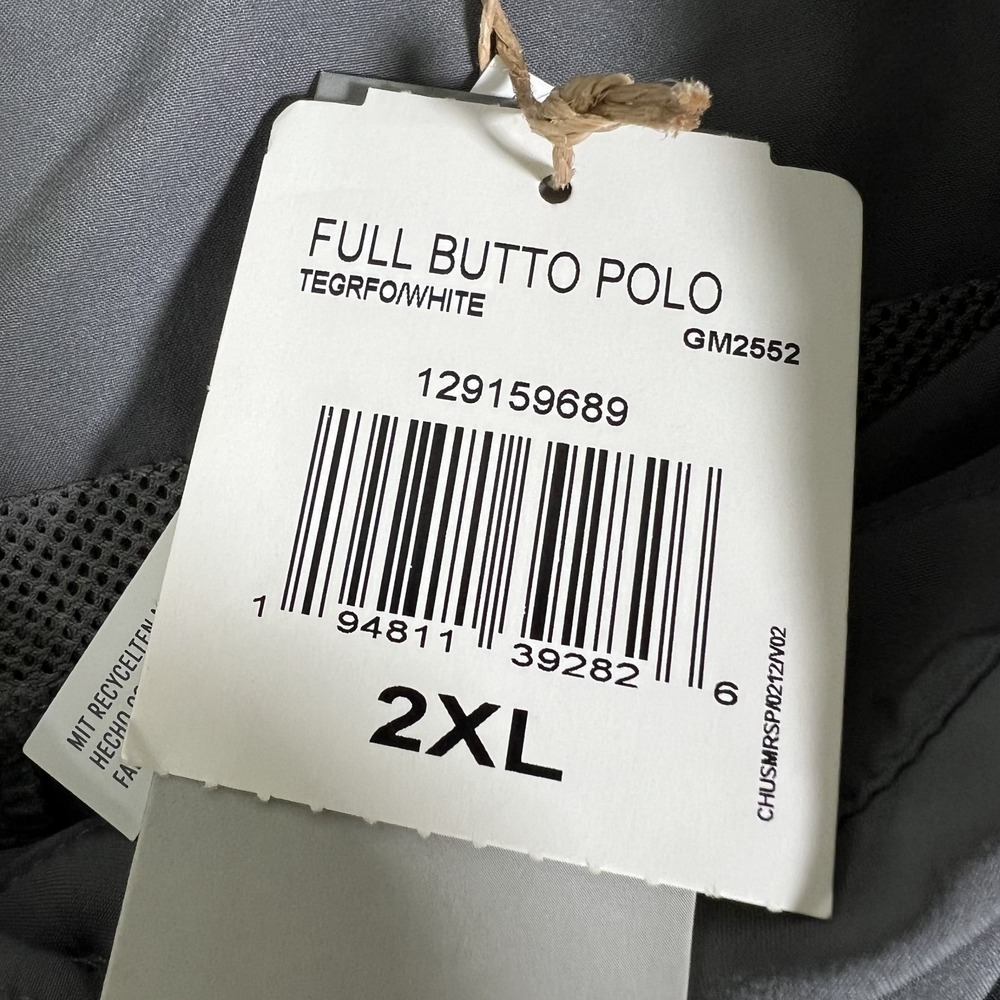 Adidas Shirt Mens 2XL Gray Full Button Shirt Vented Performance Stretch Logo NWT - Picture 11 of 15